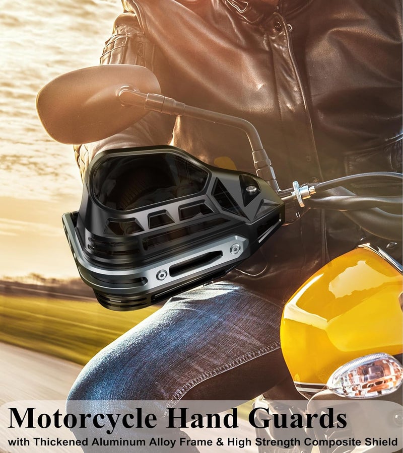 BRCOVAN Motorcycle Hand Guards with Thickened Aluminum Alloy Frame & High Strength Composite Shield, Brake & Clutch Friendly, Come with Mounting Accessories, Fit for 7/8" to 1-1/4" Handlebars - Image 2